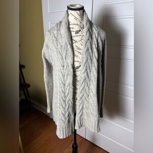 Sandro Gray Lamb’s Wool & Angora Waterfall Open Cardigan